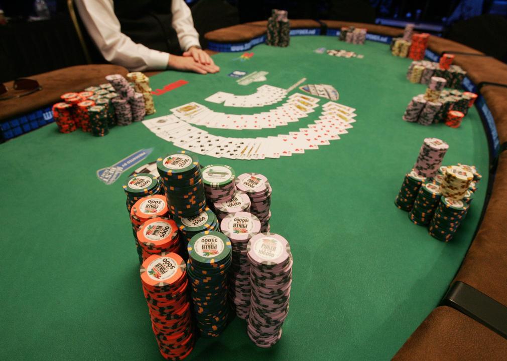 Final table and chip stacks at the World Series of Poker.