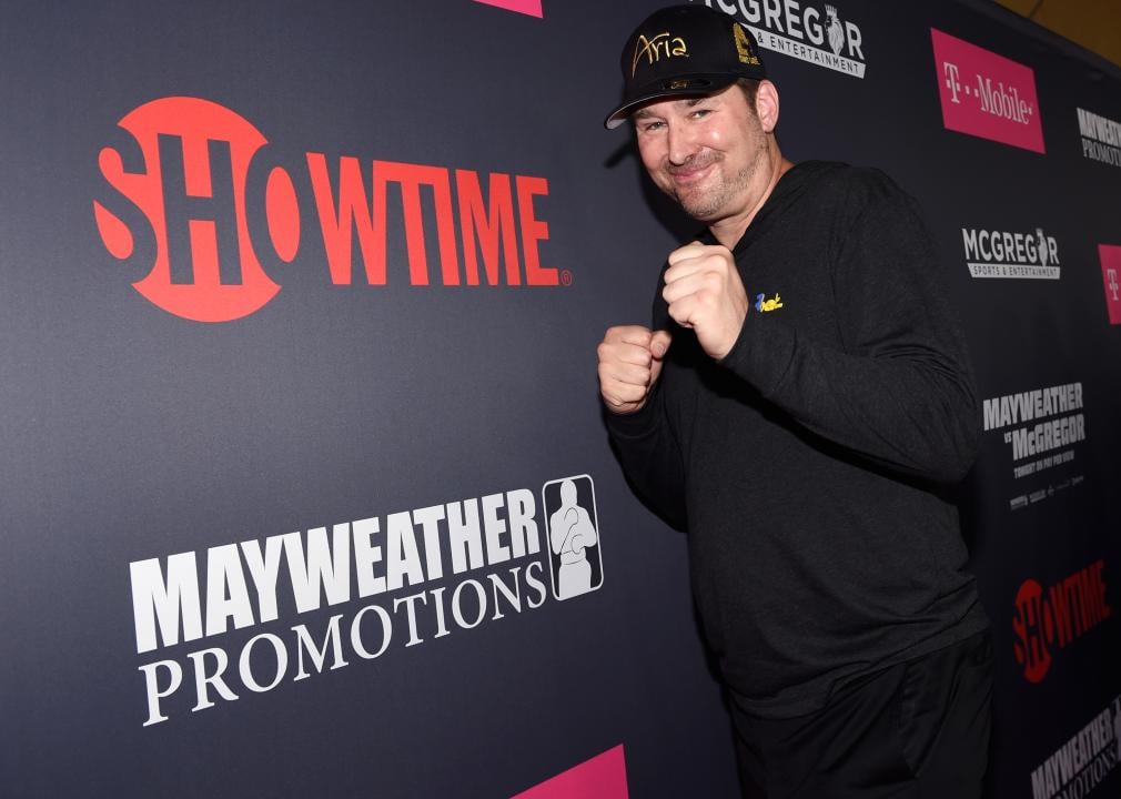 Phil Hellmuth arrives at the WME IME and Mayweather Promotions VIP Pre-Fight Party.