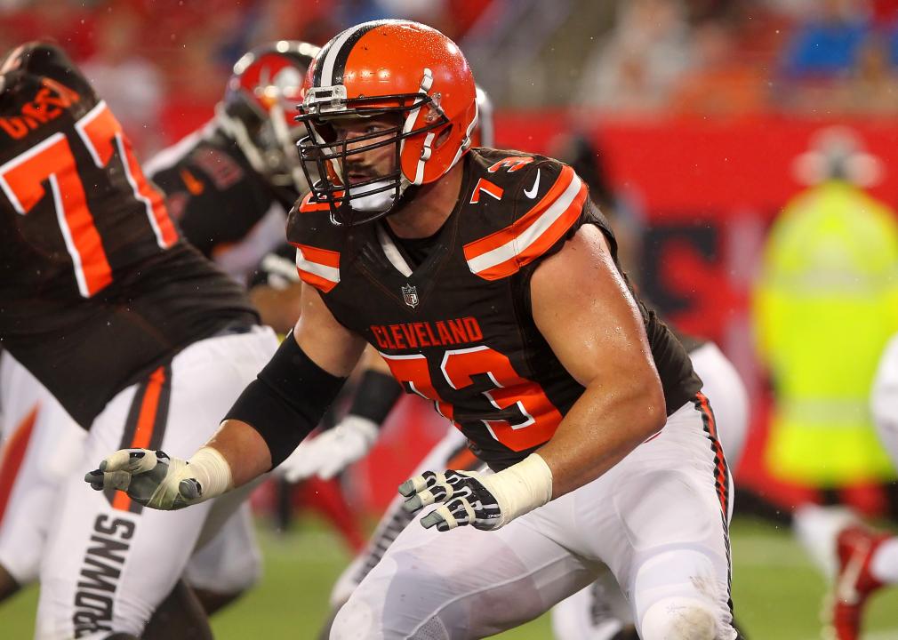 Joe Thomas of the Browns sets up to block during a NFL Preseason game.