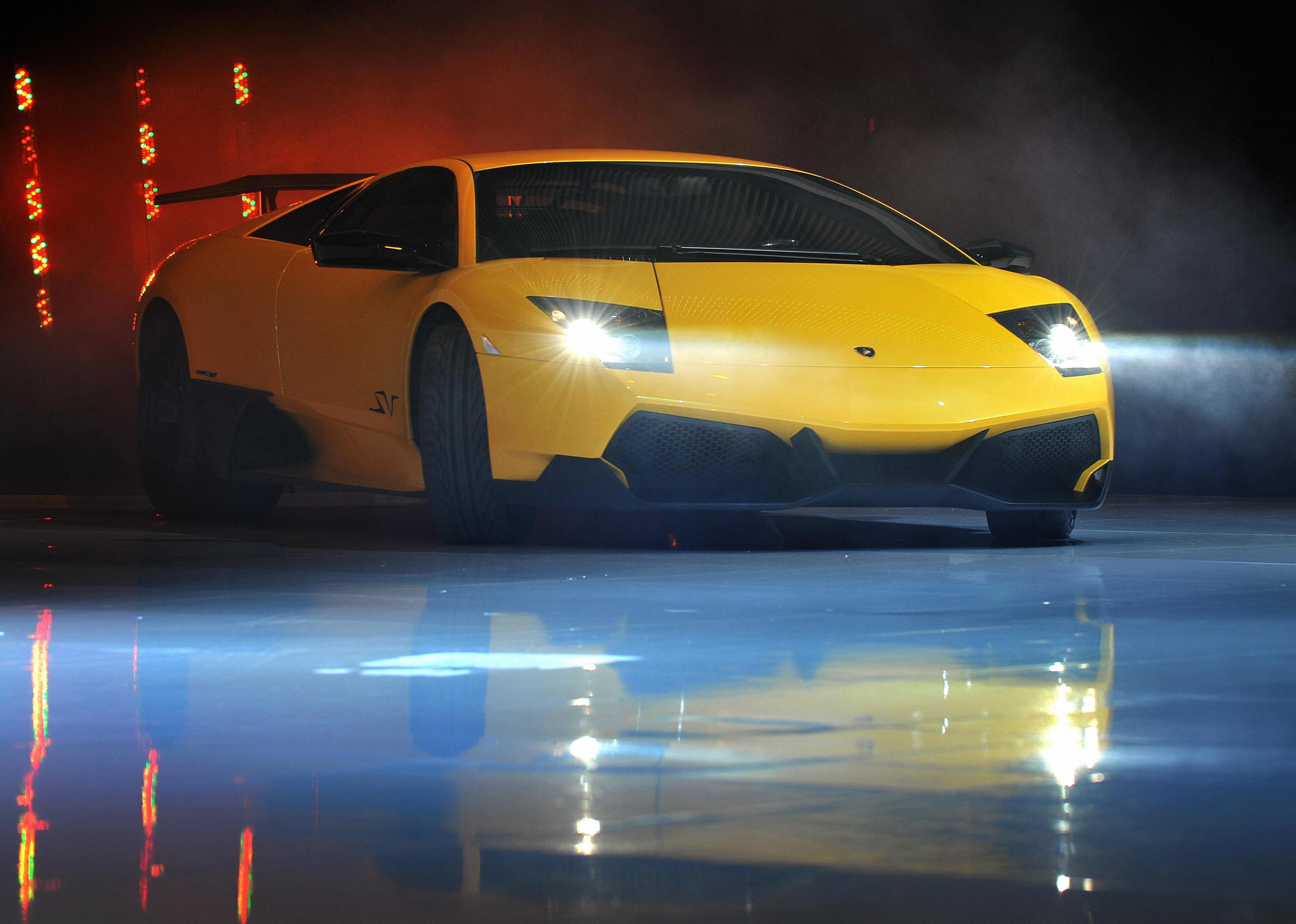 The new Lamborghini Murcielago LP 670- 4 SuperVeloce displayed during a preview of the Volkswagen group.