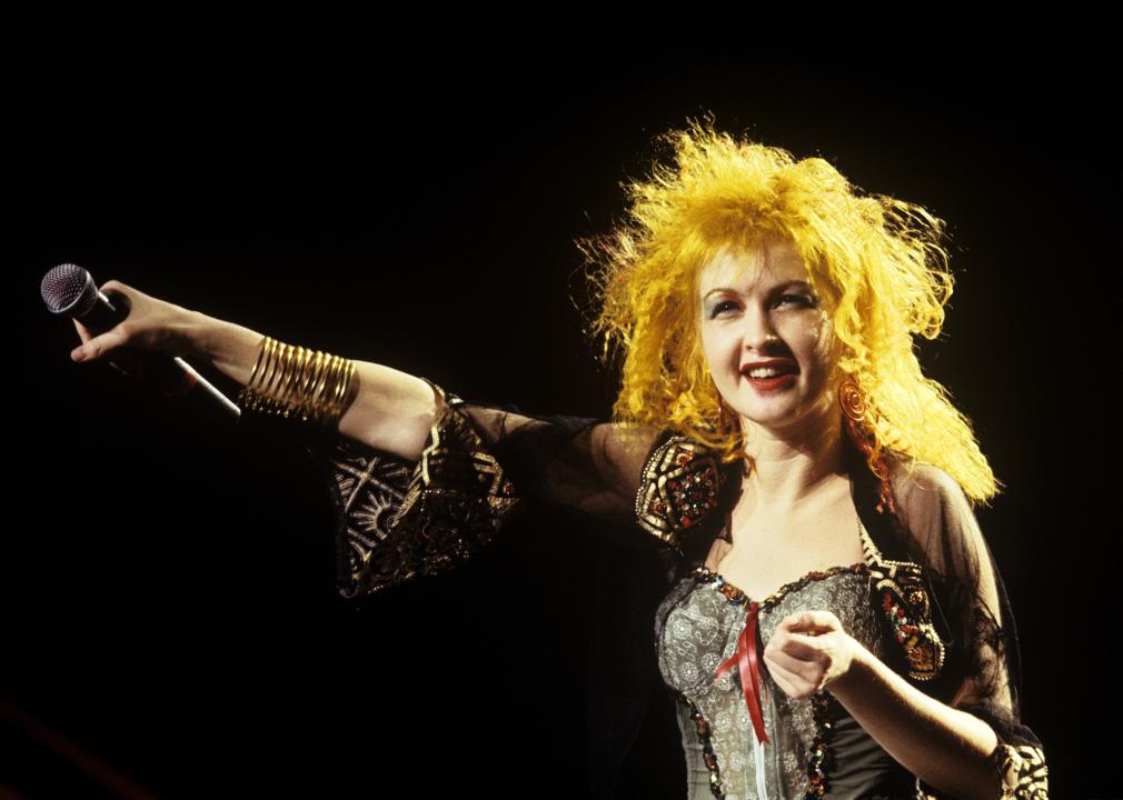 Cyndi Lauper performing at a WNEW Christmas Concert.