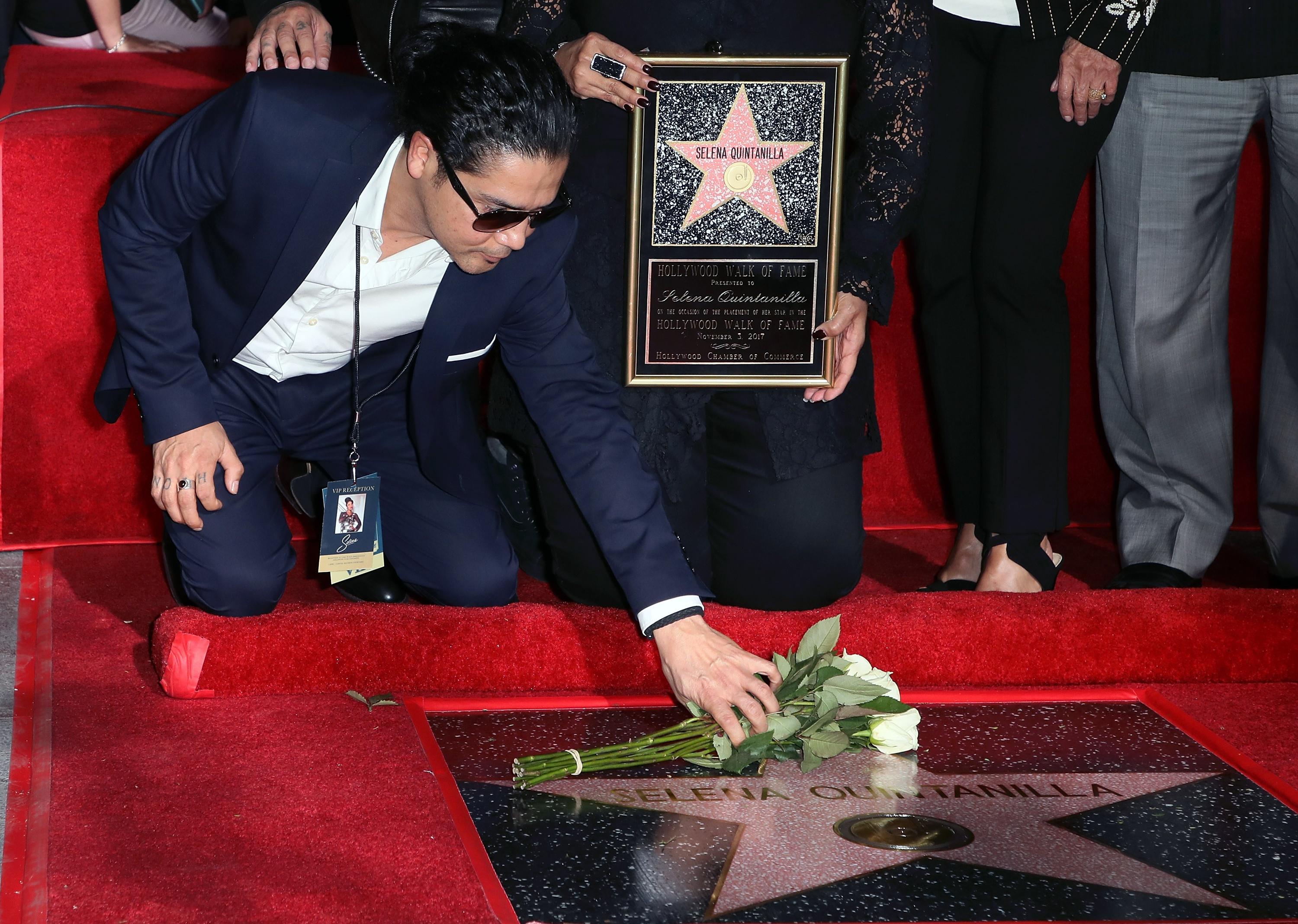 Chris Perez attends singer Selena Quintanilla being honored posthumously with a Star on the Hollywood Walk of Fame.