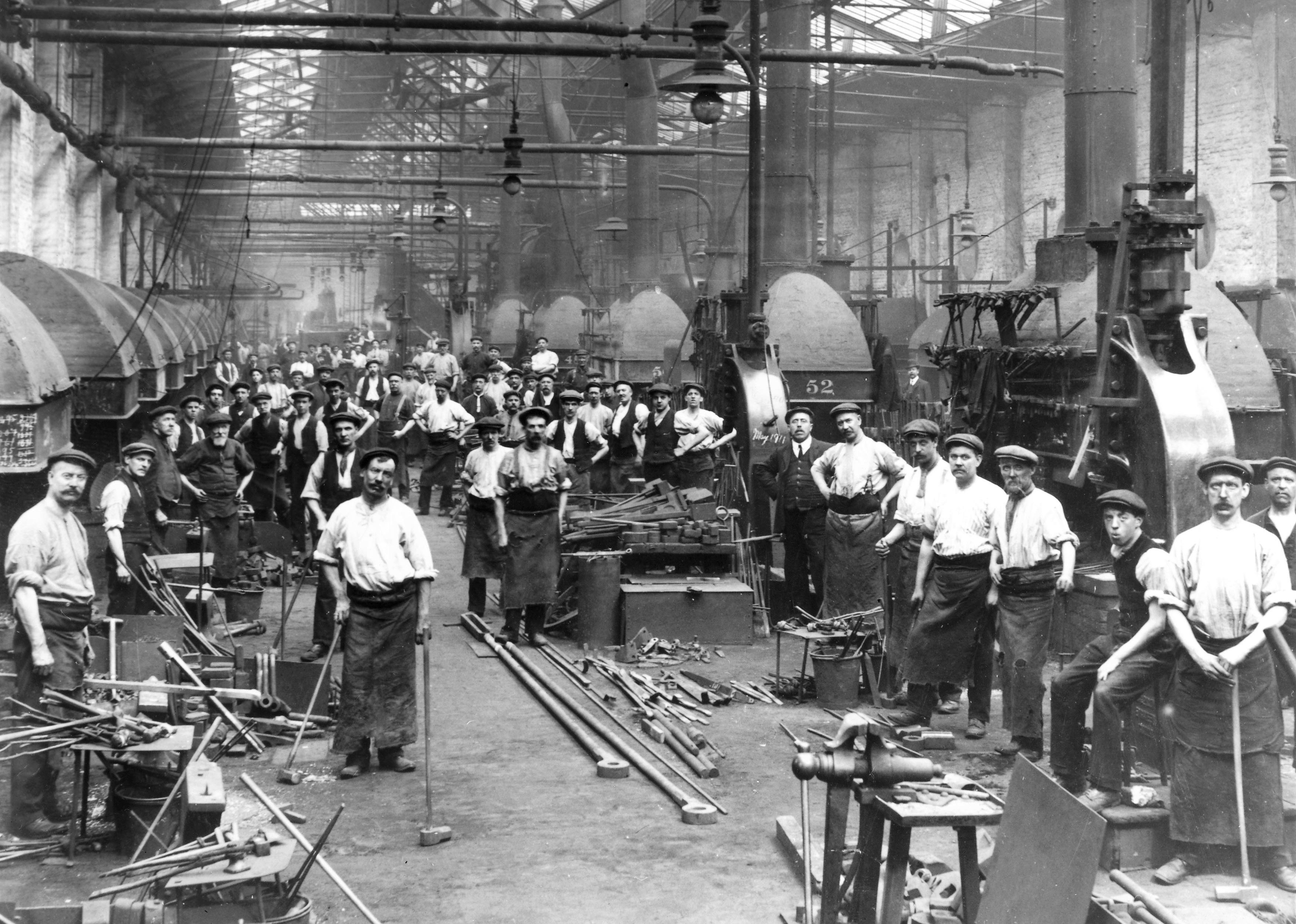 Railway workers in the blacksmiths