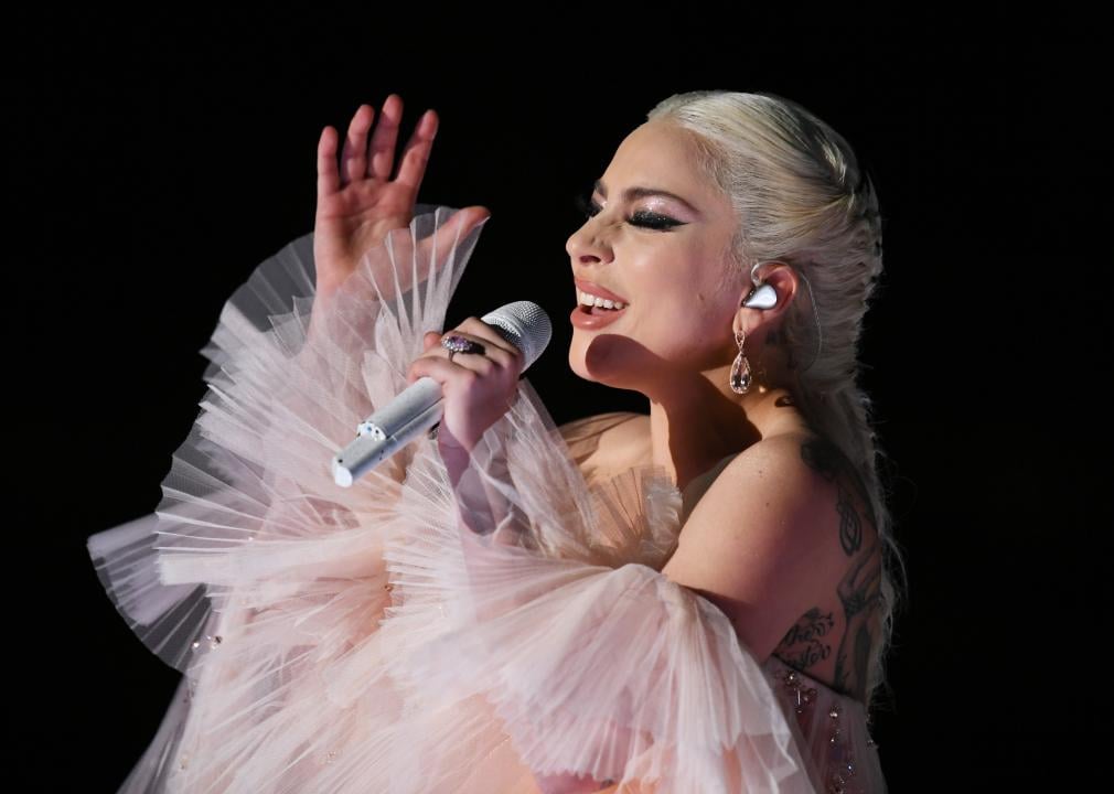 Lady Gaga performing onstage.