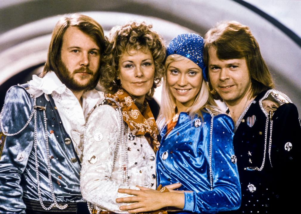 Pop group Abba posing after winning the Swedish branch of the Eurovision Song Contest.