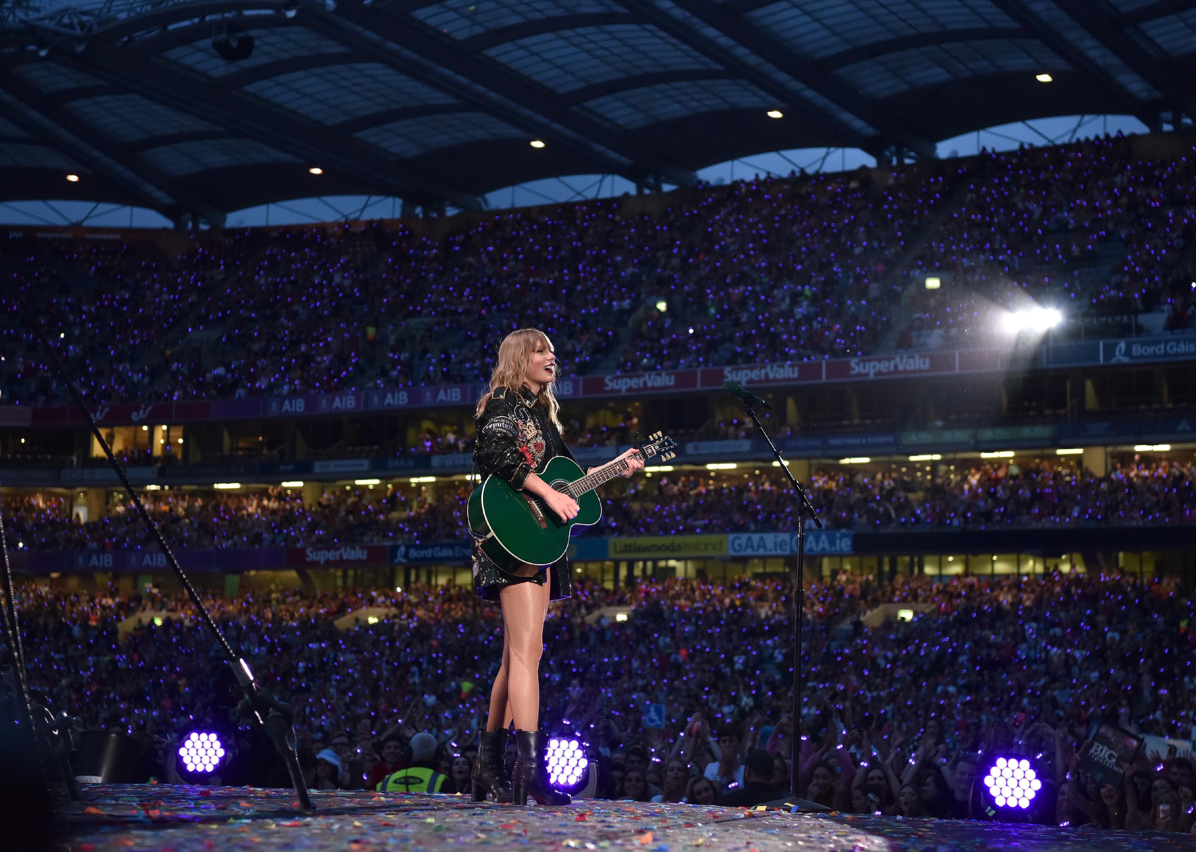 Taylor Swift performs on stage during her reputation Stadium Tour at Croke Park.