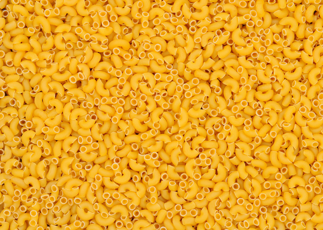 Dried macaroni noodles.