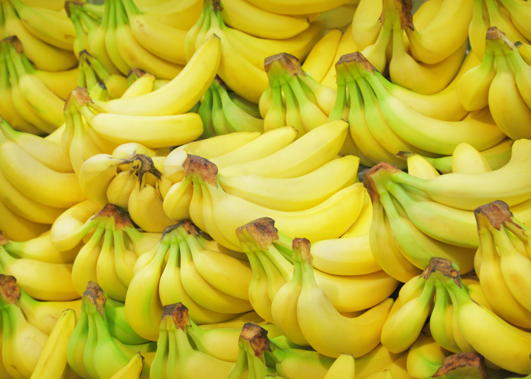 Bananas in a pile.