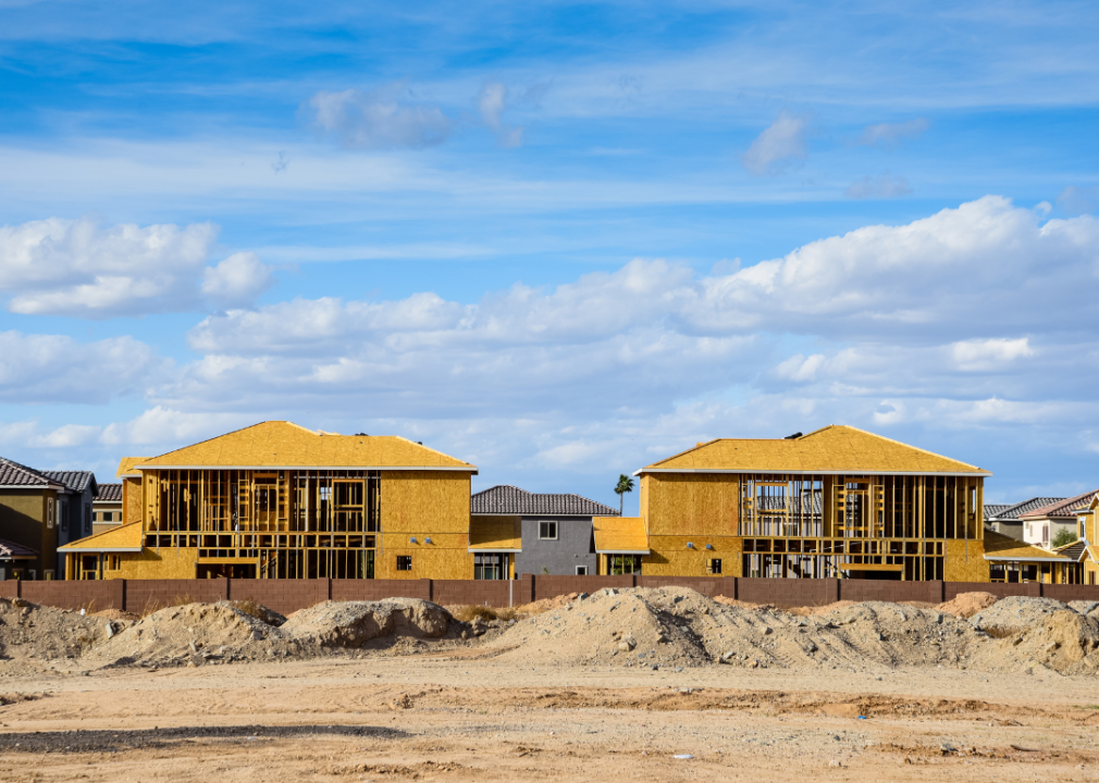 New homes in neighborhood under construction.