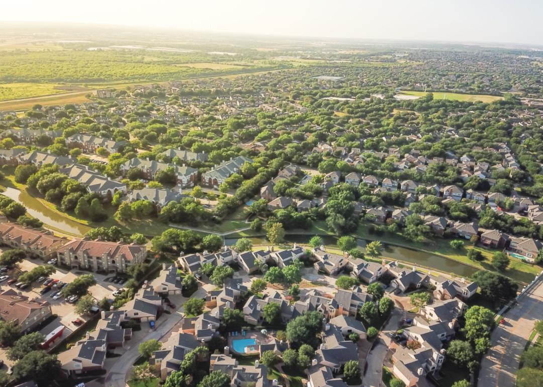 Urban sprawl from above in the Dallas, Texas area.