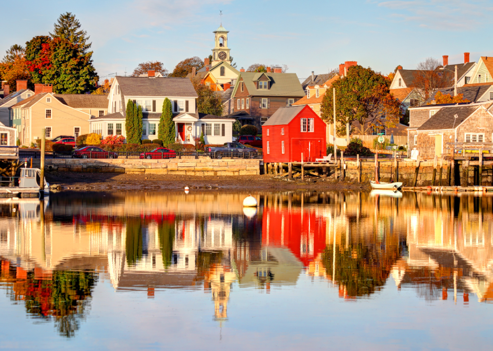 Homes and buildings from the water in New Hampshire.