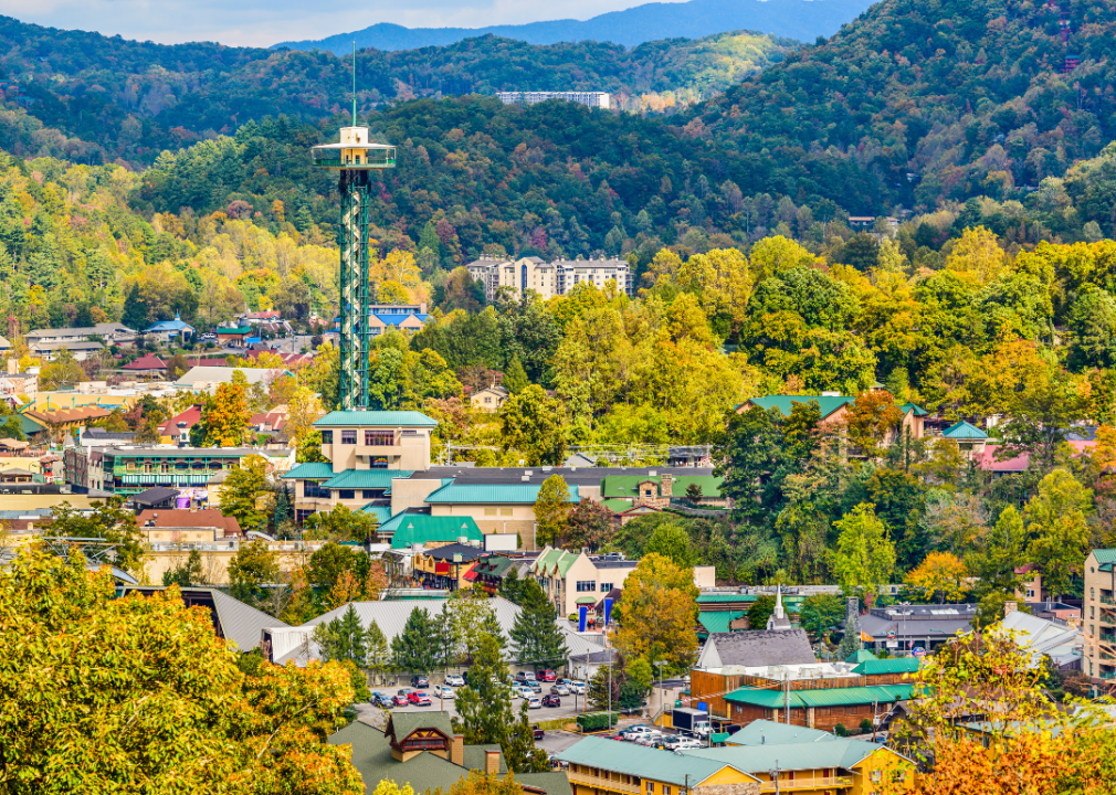 Gatlinburg, Tennessee from the air.