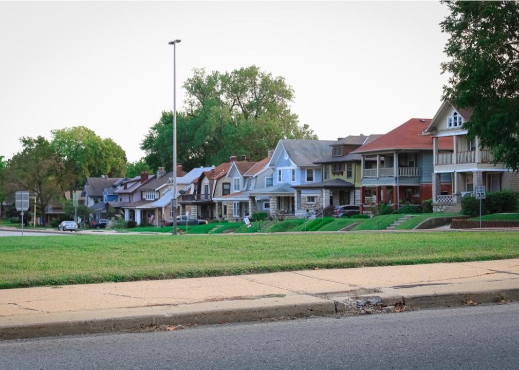 A row of historic homes in Kansas.