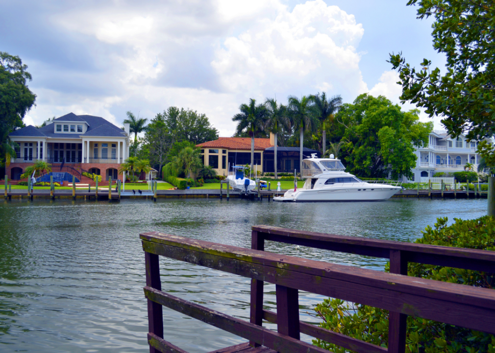 Homes on Hudson Bayou in Sarasota, Florida.