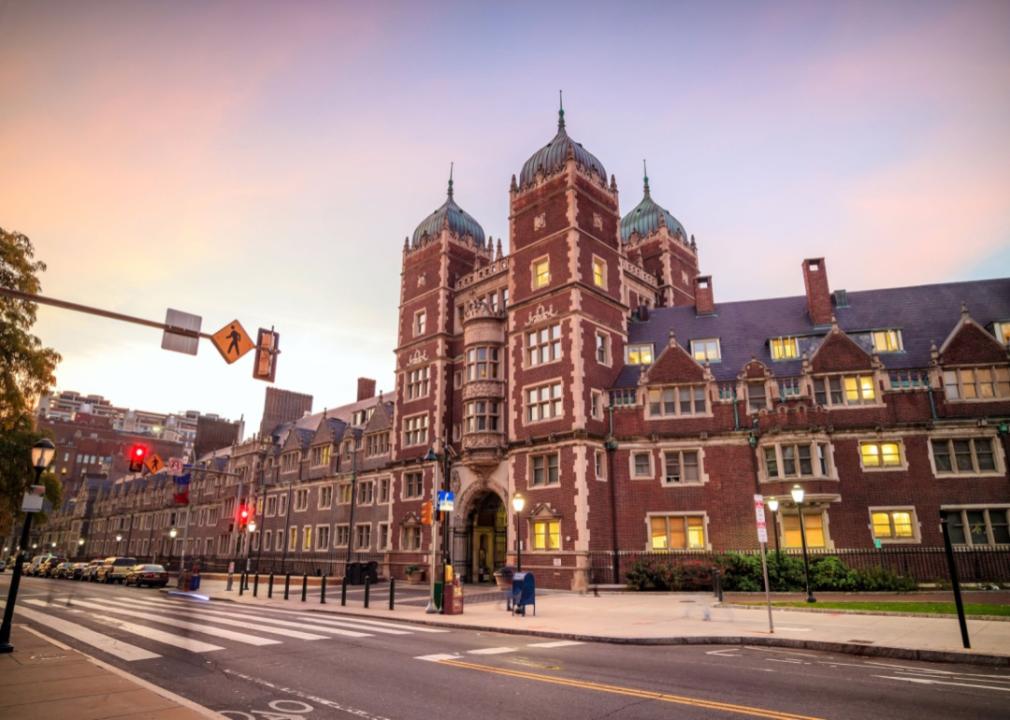 Beautiful historic red brick building at University of Pennsylvania.