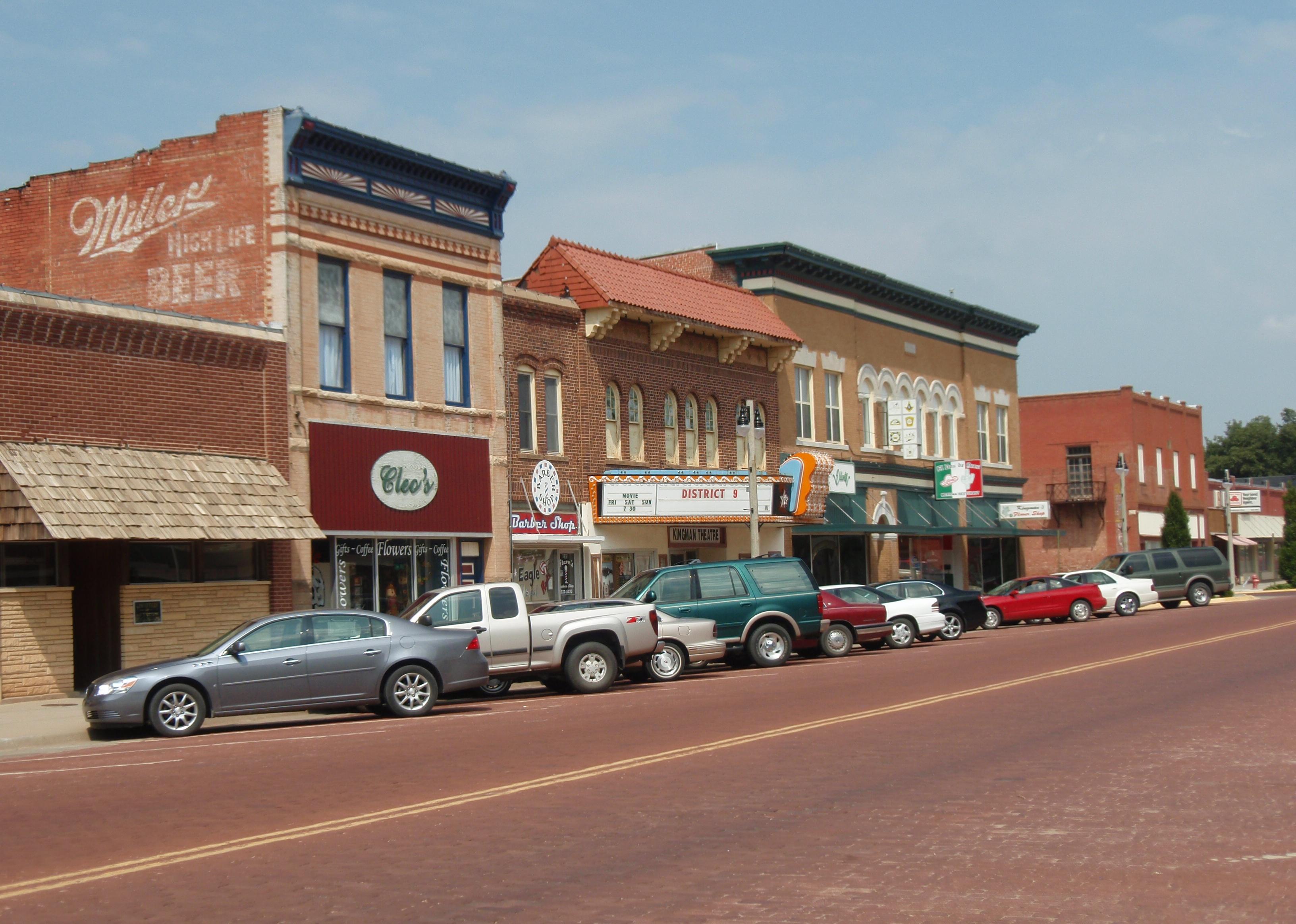 View of business district in Kingman, Kansas.
