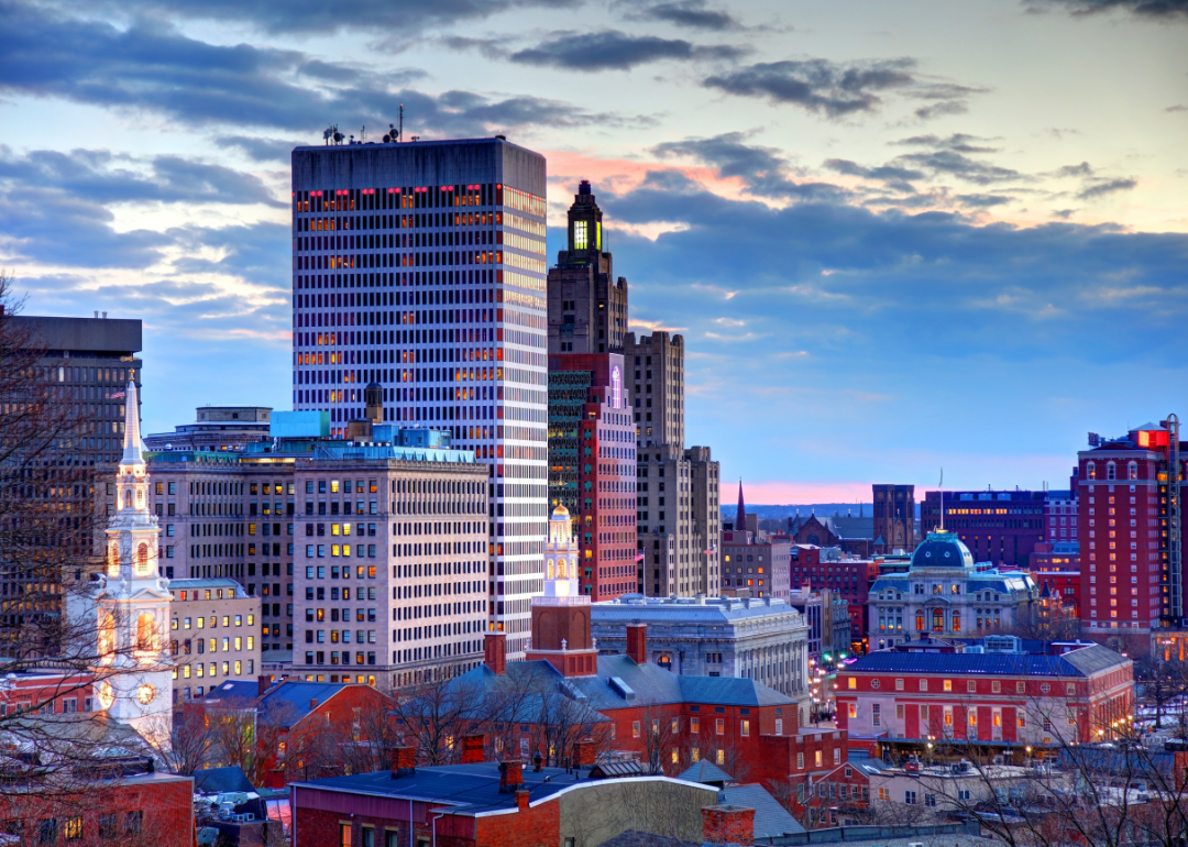 Downtown Providence at sunset.