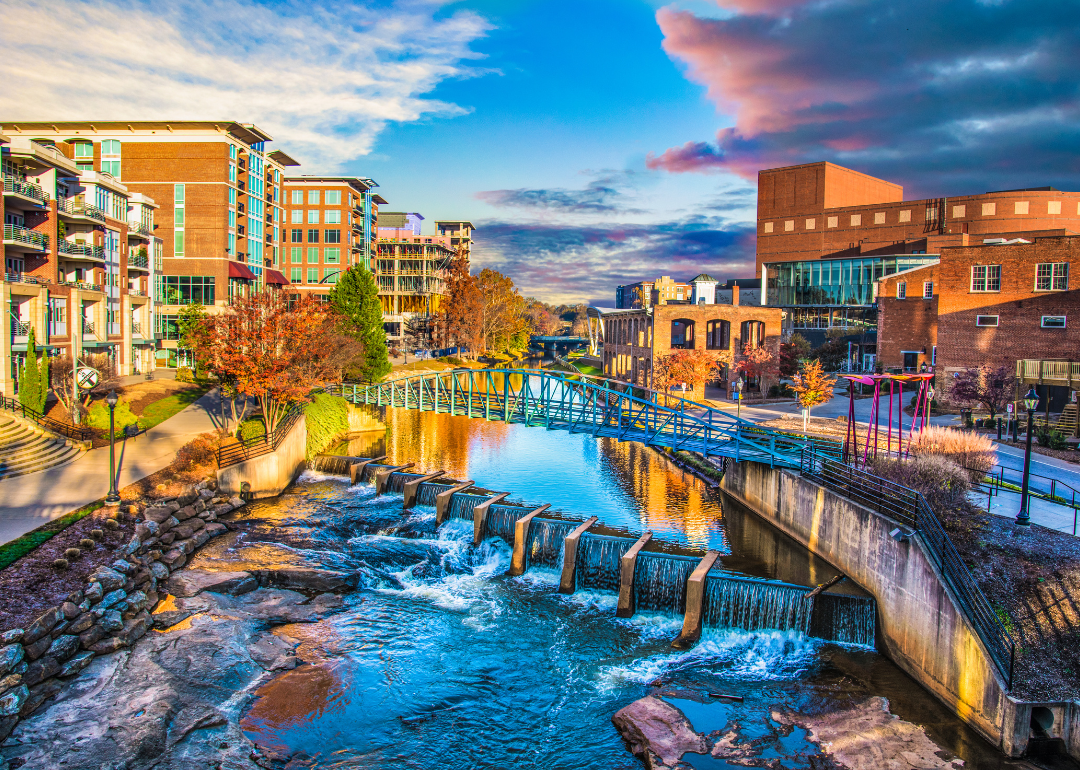 Buildings in Greenville on the river.
