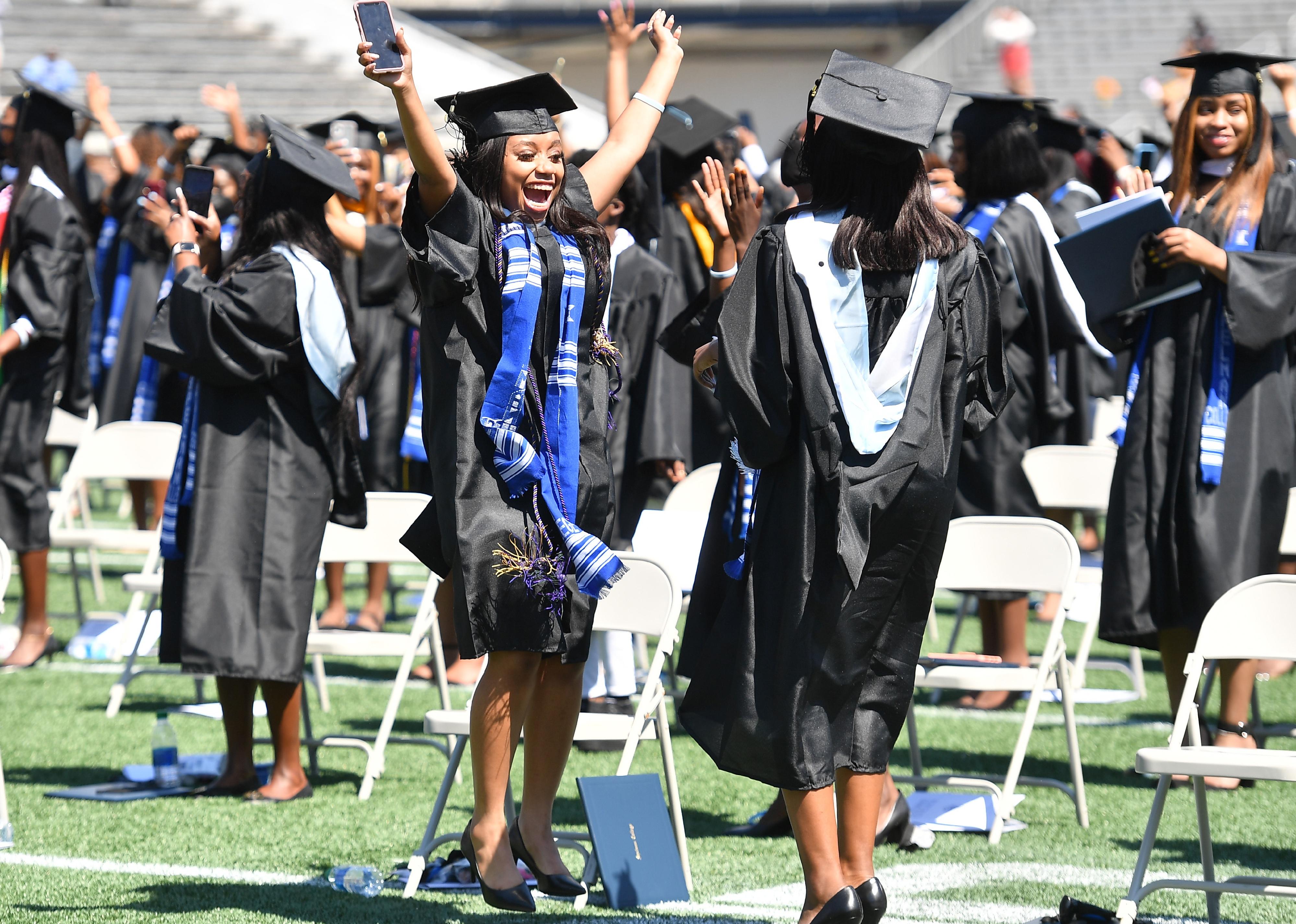 Spelman graduates celebrating during College Commencement in Atlanta, Georgia