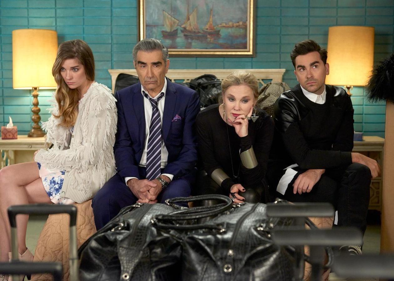 Actors in a scene from ‘Schitt's Creek’.