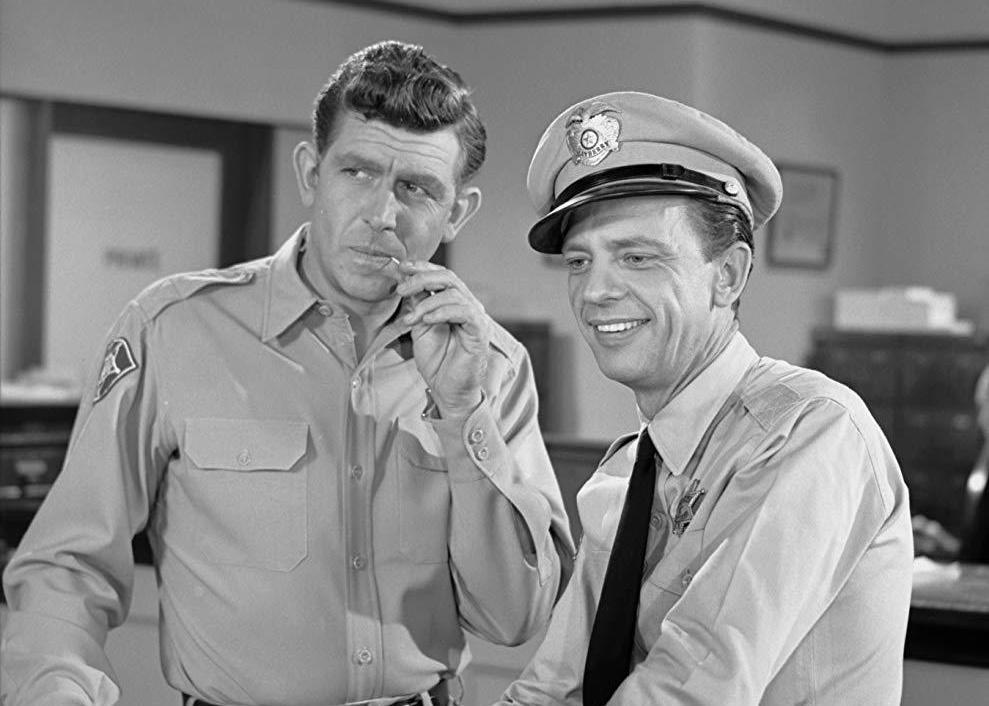 Actors in a scene from ‘The Andy Griffith Show’.