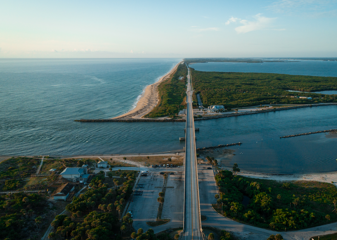 A road stretches a cross a causeway in Florida.