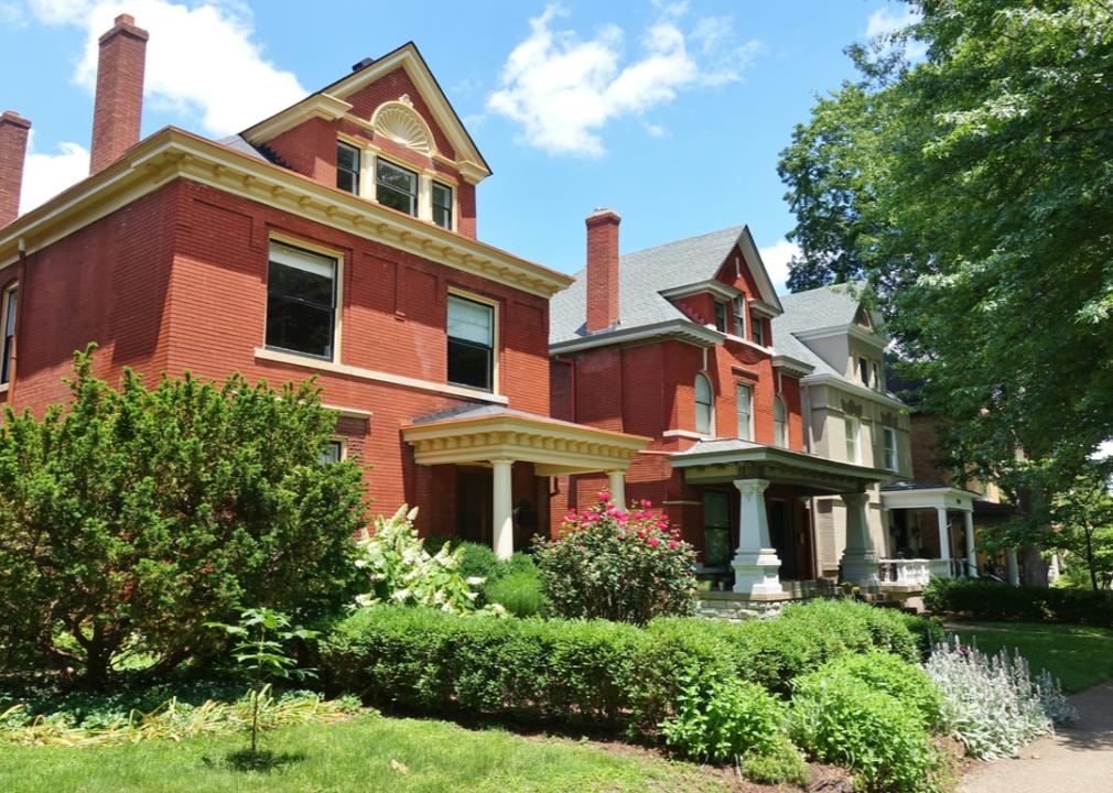 Historic brick homes in Louisville, Kentucky.