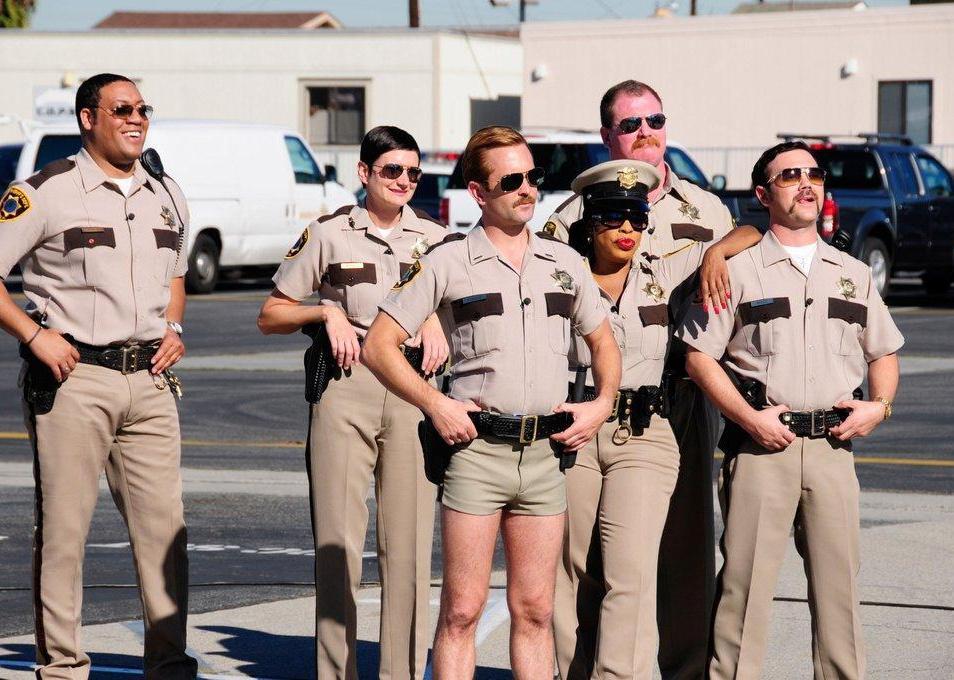 Actors in an episode of ‘Reno 911!’.