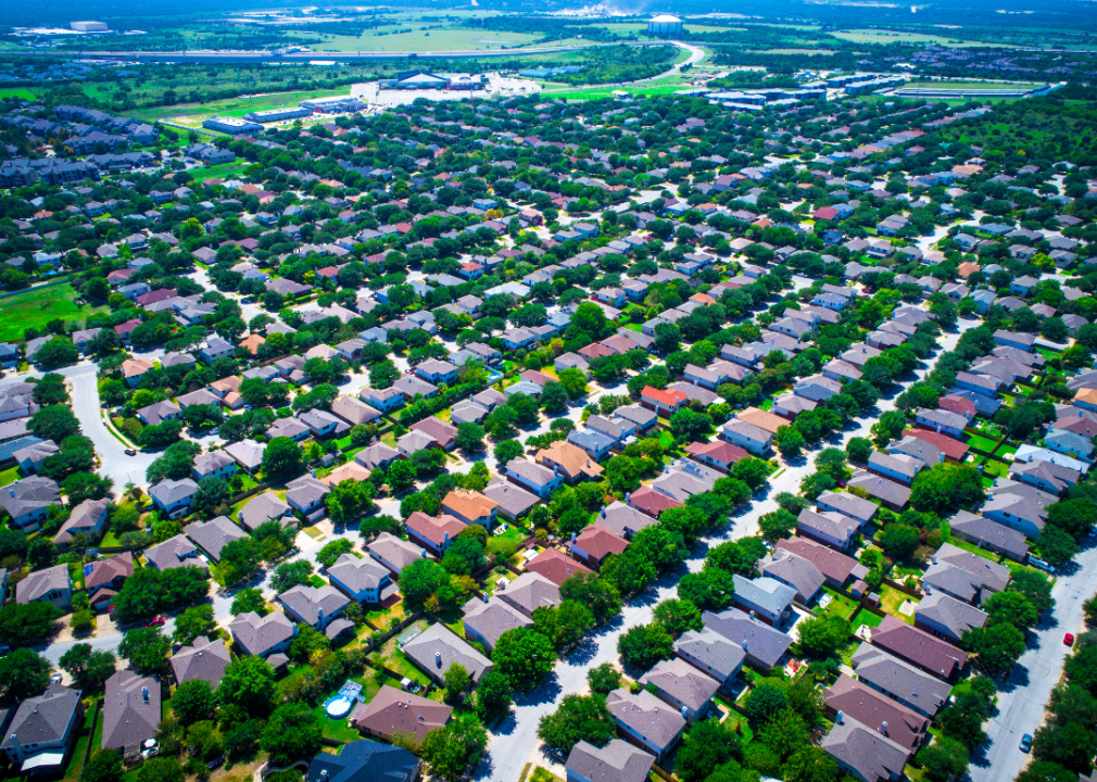 Suburbs of Austin, Texas aerial view.