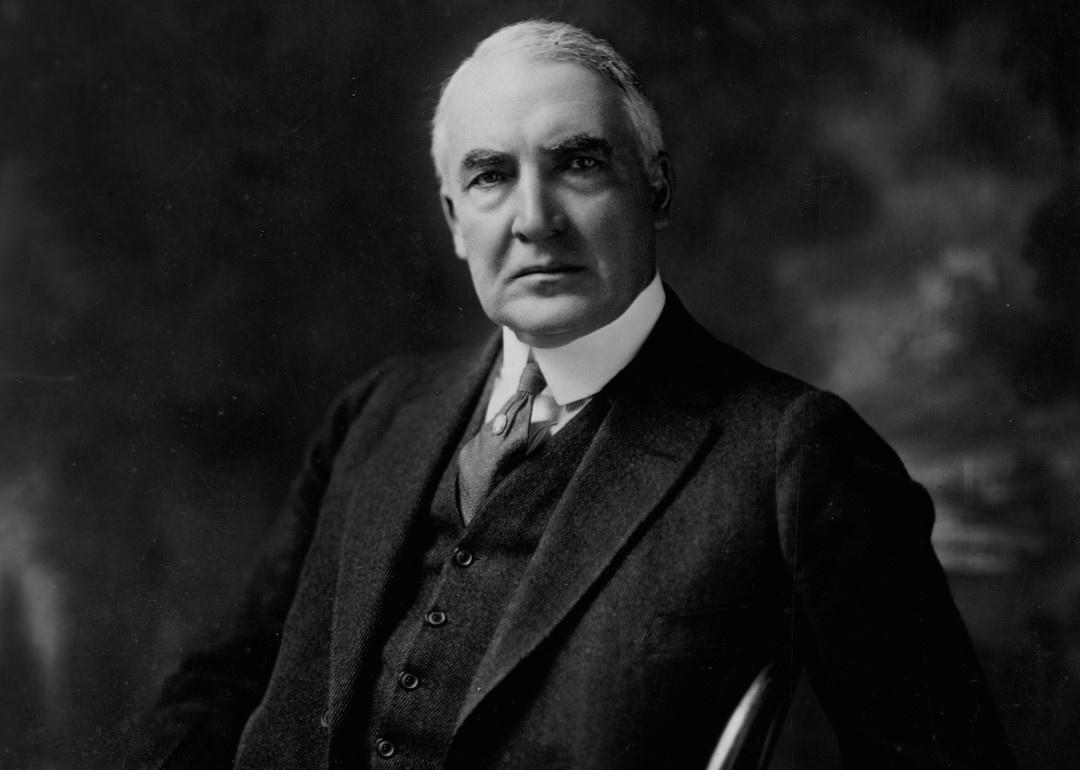 A portrait of Warren G. Harding in a dark suit.