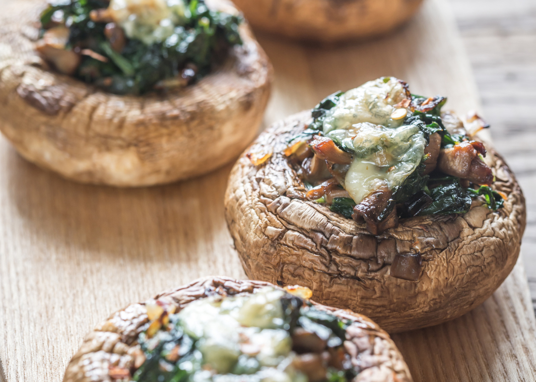 Stuffed mushrooms with spinach and cheese.