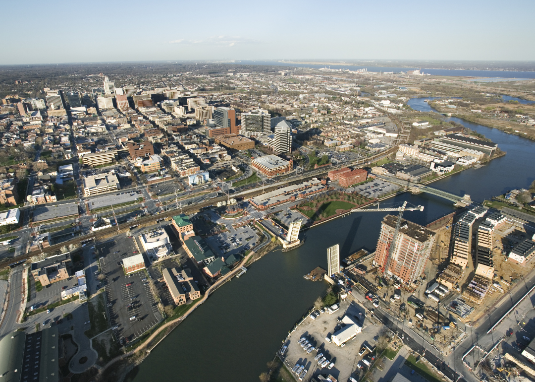An aerial view of downtown Baltimore.