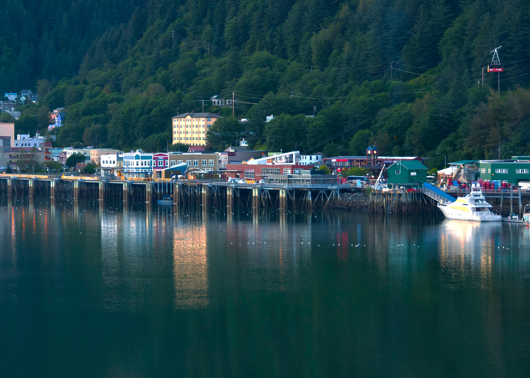 Homes and businesses on the water in Juneau.