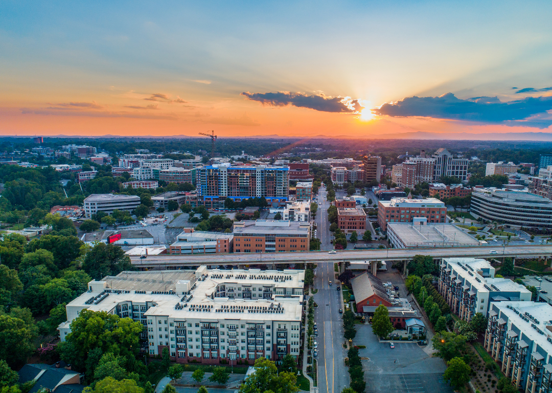 An aerial view of downtown Greenville.