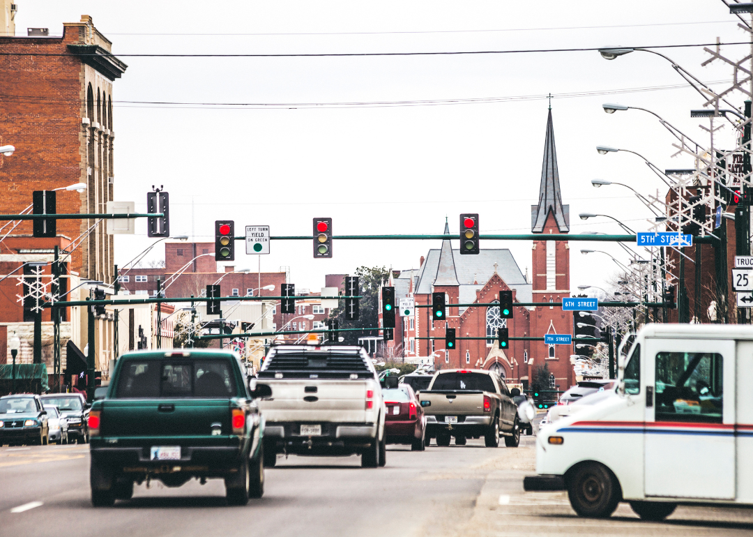 Traffic in the small town of Fort Smith.