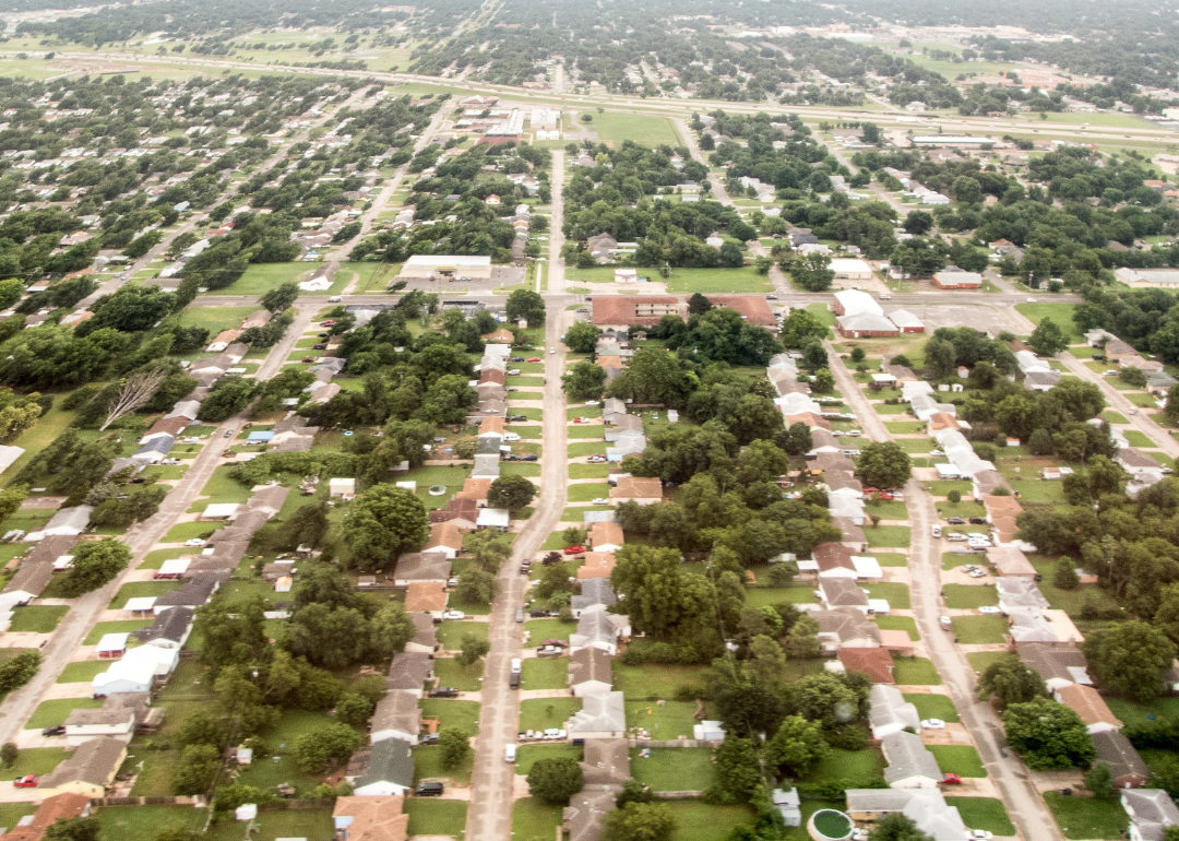 An aerial view of homes in Oklahoma City.