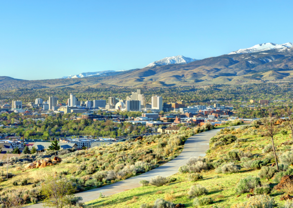 Homes and downtown Reno, NV in the foothills.