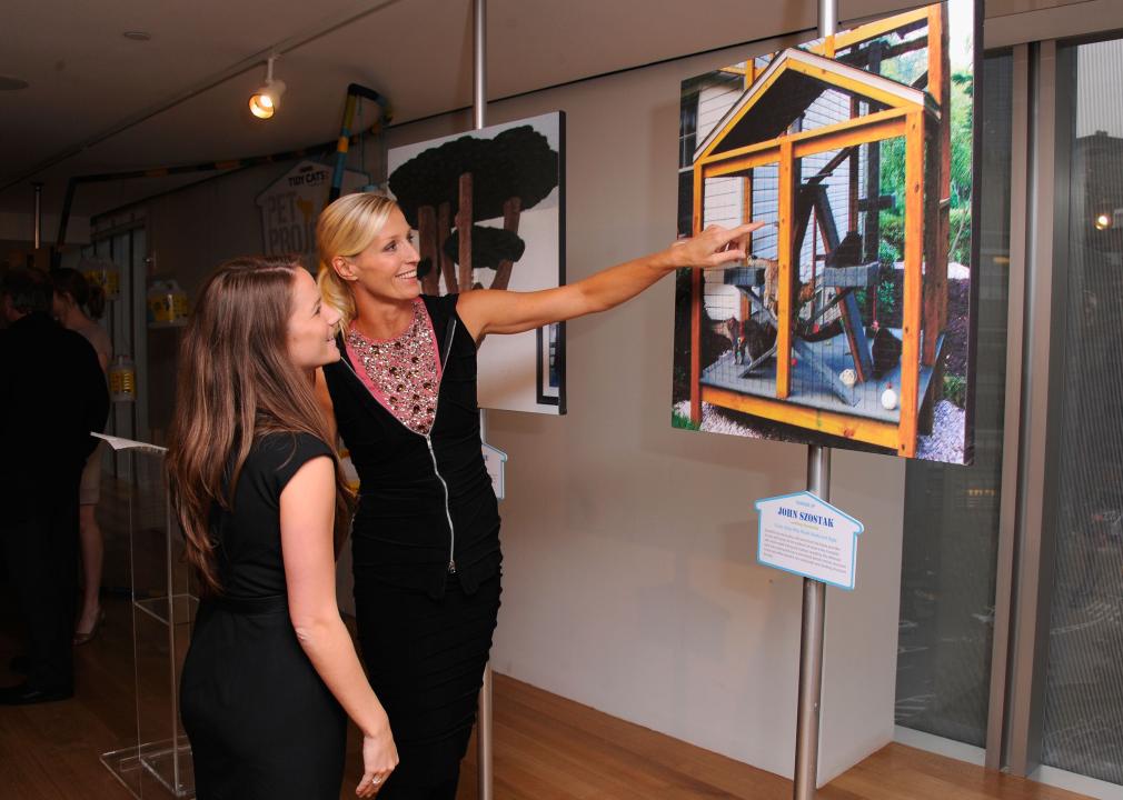 Candice Olson (R) attends a celebration of Feline Design at Museum of Art and Design.