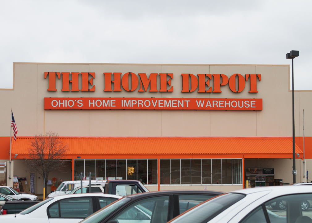 Home Depot store with orange trim and letters.