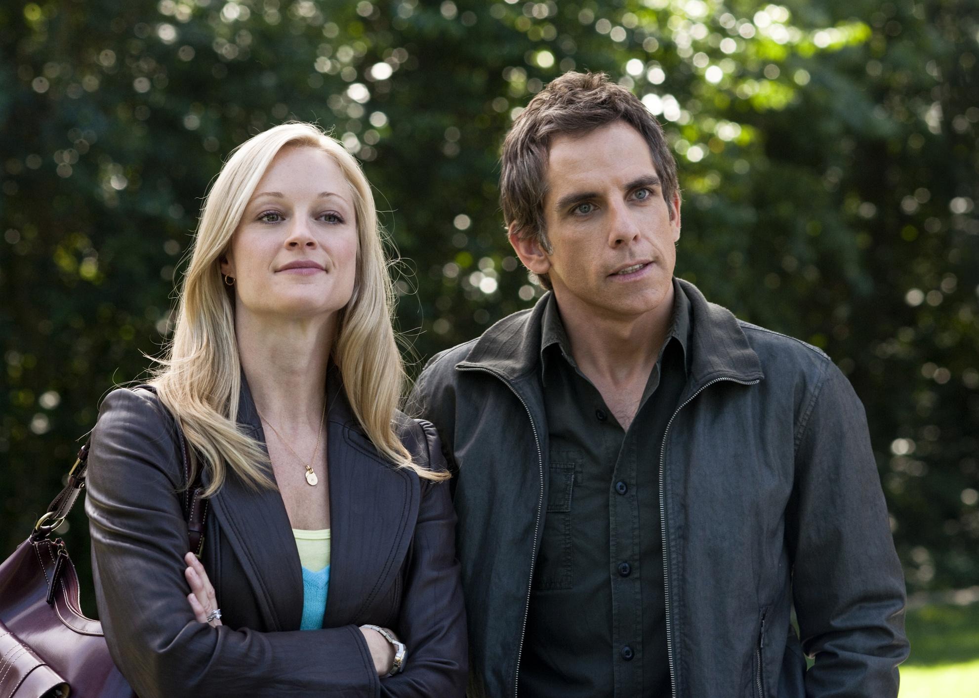 Teri Polo and Ben Stiller looking annoyed.