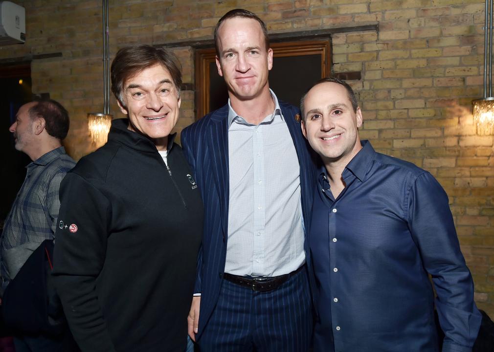 Dr. Mehmet Oz, Peyton Manning and Michael Rubin at a party.