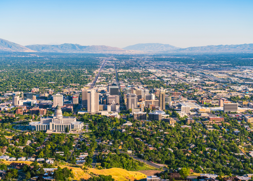 Aerial view of downtown Salt Lake City.
