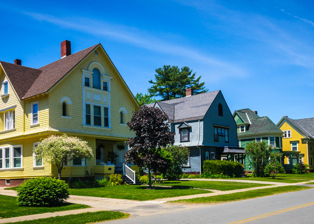 Colorful two story homes in Vermont.