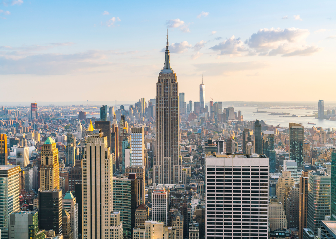 Downtown New York City skyline.