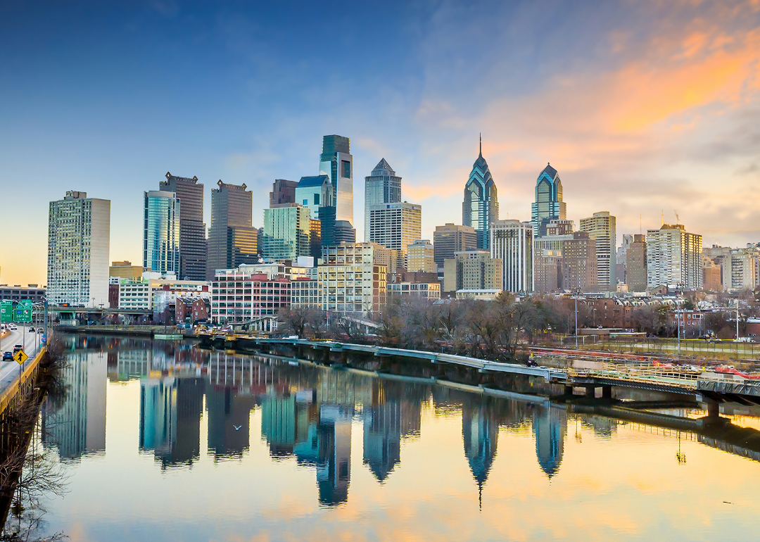 Downtown Philadelphia skyline.