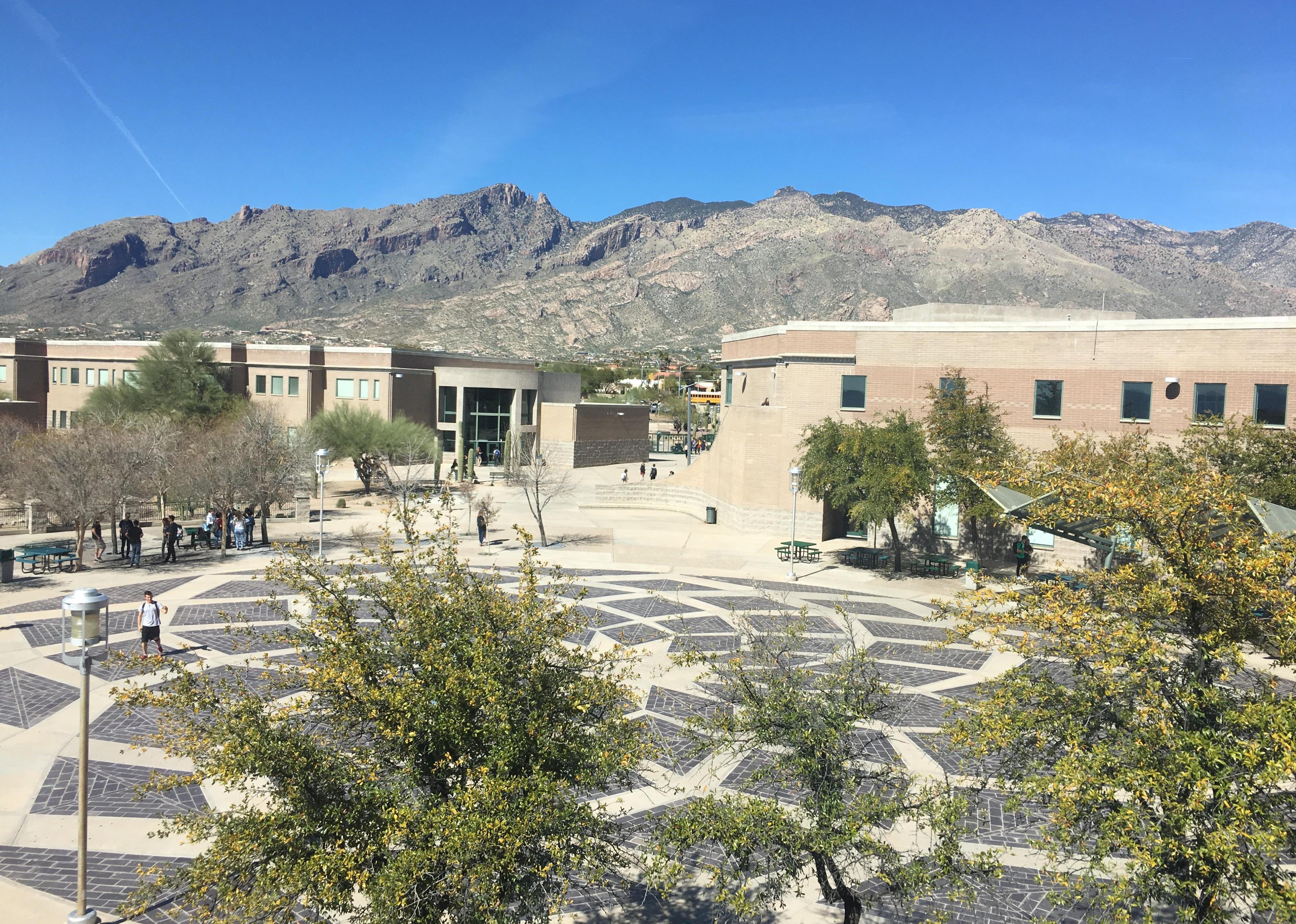 A school in a desert landscape.