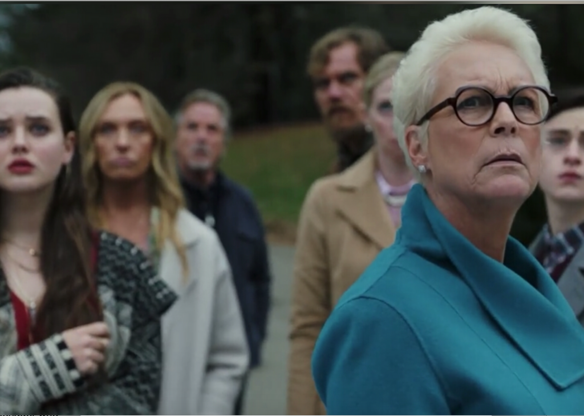 Jamie Lee Curtis and cast in ‘Knives Out’