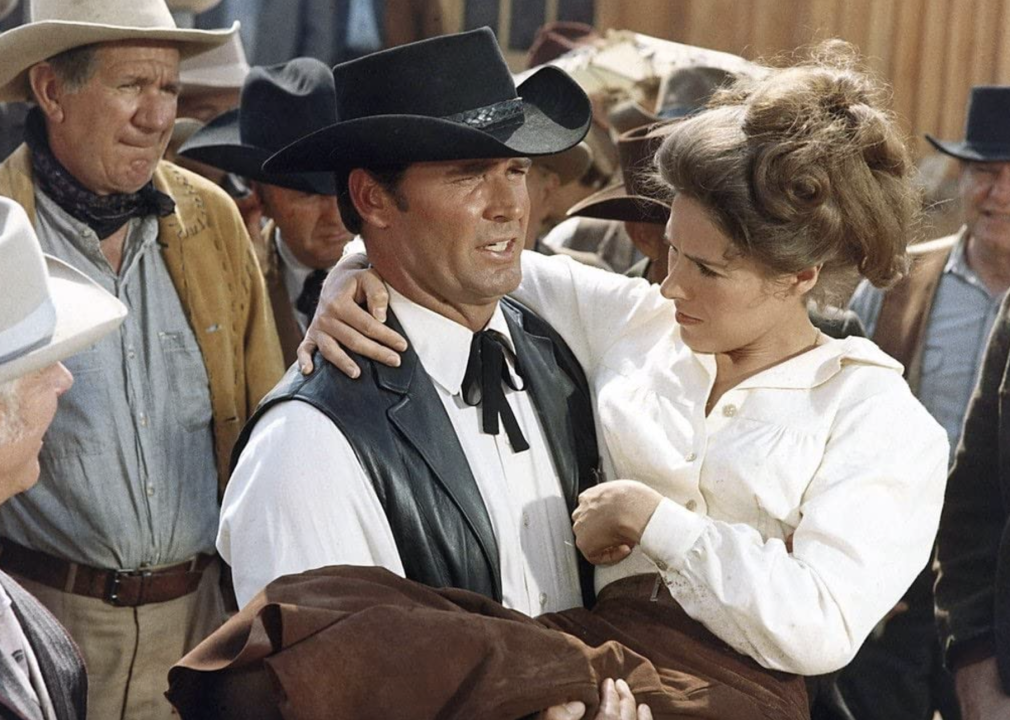 James Garner and Joan Hackett in a scene from "Support Your Local Sheriff!"