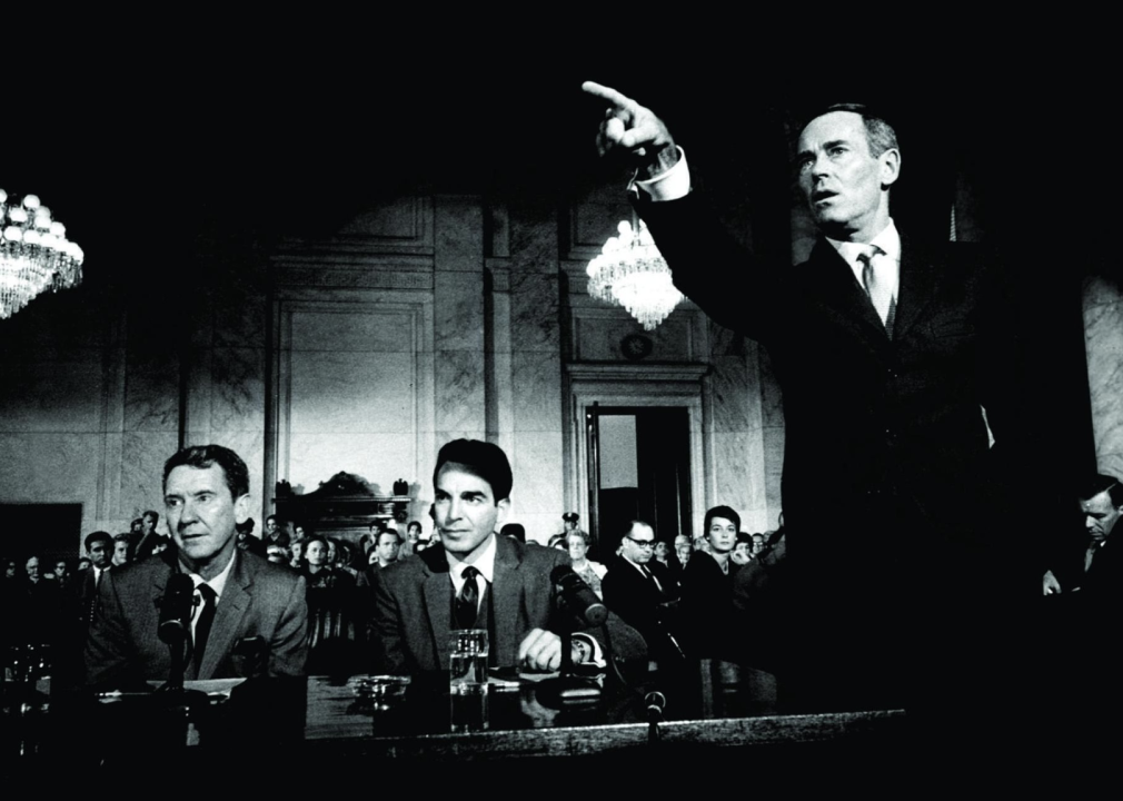 Henry Fonda, Burgess Meredith, and Paul Stevens in a scene from "Advise & Consent"