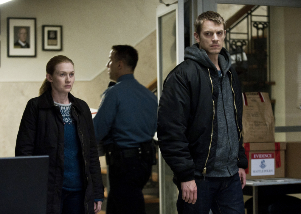 Mireille Enos and Joel Kinnaman in "The Killing"